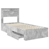 Bed Frame with Drawer Concrete Grey 90 x 190 cm Engineered Wood 3410030