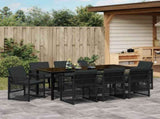 Garden Dining Set 9 pcs Black Poly Rattan 3380624