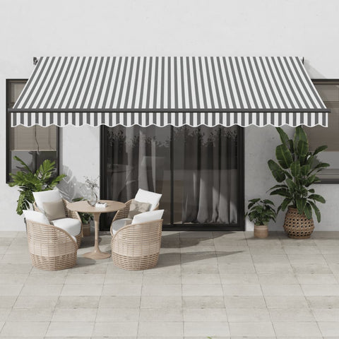 ZNTS Manual Retractable Awning Anthracite&White 450x300 cm 3216145