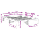 Bed Frame without Mattress Wax Brown 150x200 cm King Size Solid Wood Pine 3308737