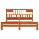 ZNTS Bookcase Bed without Mattress Wax Brown 180x200 cm Super King Solid Wood Pine 3308875