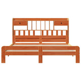 ZNTS Bookcase Bed without Mattress Wax Brown 180x200 cm Super King Solid Wood Pine 3308875