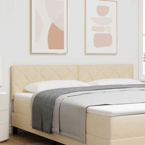 ZNTS LED Headboard Diamond Blocks Design Cream 180 cm Fabric 3338244