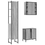 ZNTS 3 Piece Bathroom Cabinet Set Grey Sonoma Engineered Wood 3214743