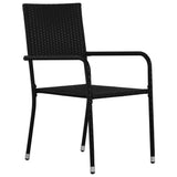 ZNTS Garden Dining Chairs 4 pcs Stackable Black Poly Rattan 318720