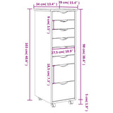 Rolling Cabinet with Drawers MOSS Black Solid Wood Pine 4015786
