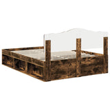 Bed Frame Smoked Oak 140 x 200 cm Solid Pine Wood 3412893