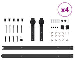 Sliding Door Hardware Kit 305 cm Steel Black 3295739