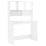 ZNTS Desk with Shelves High Gloss White 102x45x148 cm Engineered Wood 823002