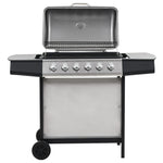 Gas BBQ Grill with 6 Cooking Zones Stainless Steel Silver 44286