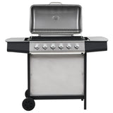 Gas BBQ Grill with 6 Cooking Zones Stainless Steel Silver 44286