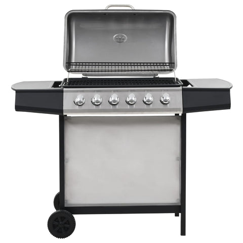 Gas BBQ Grill with 6 Cooking Zones Stainless Steel Silver 44286