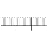 Garden Fence with Hoop Top Steel 537x100 cm Black 277658