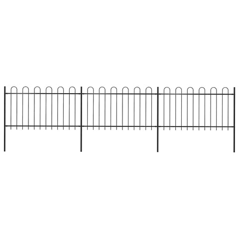 Garden Fence with Hoop Top Steel 537x100 cm Black 277658