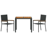 Garden Dining Set 3 pcs Black and Brown Poly Rattan 3365402