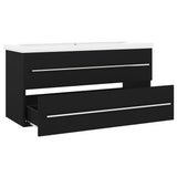 Sink Cabinet with Built-in Basin Black Engineered Wood 3099069