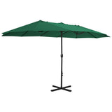 Garden Parasol Green Polyester fabric, Aluminium pole Extra large 44867