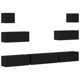 TV Cabinet Set 7 pcs Black Oak Engineered Wood 3332572