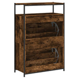 Shoe Cabinet Smoked Oak 75x34x112 Engineered Wood 840036