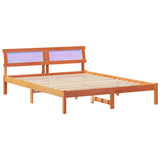 Bed Frame with Headboard Wax Brown 140 x 200 cm Solid Pine Wood 872820