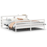 Bed Frame with Headboard without Mattress White 200x200 cm 3305952