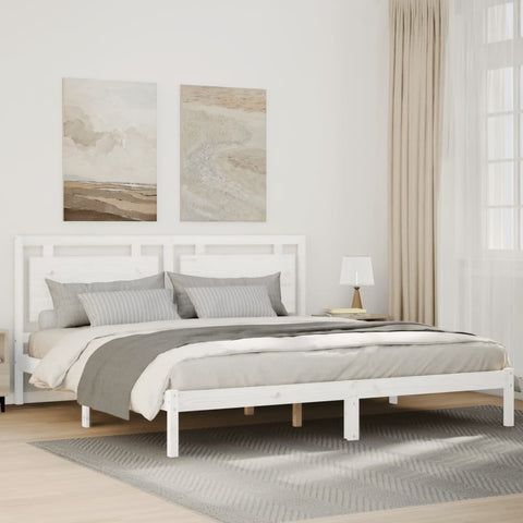 ZNTS Extra Long Bed Frame without Mattress White 200x220 cm Solid Wood 3309208