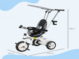 6 in 1 Tricycle for Kids with 5-point harness straps, Removable Canopy, White T3398P348139