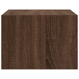 ZNTS Wall-mounted Bedside Cabinet with LED Lights Brown Oak 860223