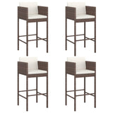 5 Piece Garden Bar Set with Cushions Brown Poly Rattan 3203941