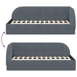 Corner Bed Frame with Headboard Dark grey 90 x 200 cm Velvet 42016647