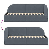 Corner Bed Frame with Headboard Dark grey 90 x 200 cm Velvet 42016647