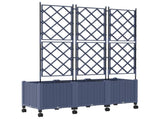 Garden Planter with Trellis&Wheels 3 pcs Grey 120 x 40 x 149 cm 3423078