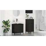 Bathroom Furniture Set 2 pcs Black Engineered Wood and Metal 3393094