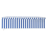 Manual Retractable Awning with Blind&LED 5x3m Blue&White 3069341