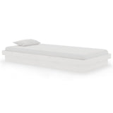 Bed Frame without Mattress White Solid Wood Single 819938