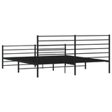 Metal Bed Frame without Mattress with Footboard Black 200x200cm 352344
