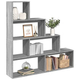 Room Divider Bookcase 4-Tier Grey Sonoma 143.5x29x143.5 cm Engineered Wood 857999
