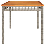 Garden Table Grey 140x80x75 cm Poly Rattan Acacia Wood 366277