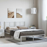 Metal Bed Frame without Mattress with Headboard White 135x190cm 372227