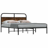 Bed Frame Without Mattress 135x190 cm Double Smoked Oak Engineered Wood 4100208