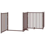 Dog Gate with Door Foldable 6 Panels Brown 480 cm Poplar Wood 3155749