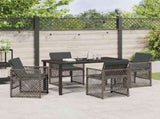 Garden Dining Set 5 pcs Grey Poly Rattan 3380626
