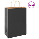 Paper Bags 250 pcs with Handles Black 32x17x44 cm 4101650