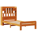 ZNTS Bookcase Bed without Mattress Wax Brown 90x190 cm Single Solid Wood Pine 3308905