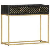 Console Table Black and Gold 90x30x75 cm Solid Mango Wood 286518