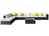 8 Pieces PE Rattan Corner Sofa with Thick Cushions, Aluminium Outdoor Rattan Garden Furniture T3398P318644