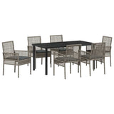 Garden Dining Set with Cushion 7 pcs Grey Poly Rattan 3379881