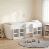 Loft Bed Frame with Cabinet 3 pcs White Engineered Wood 3423414