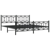 Metal Bed Frame without Mattress with Footboard Black 193x203cm 376152