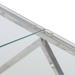 ZNTS Coffee Table Silver Stainless Steel and Tempered Glass 349977